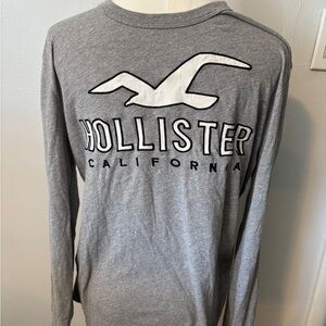 Hollister Gray Heather Long Sleeve Logo Tee